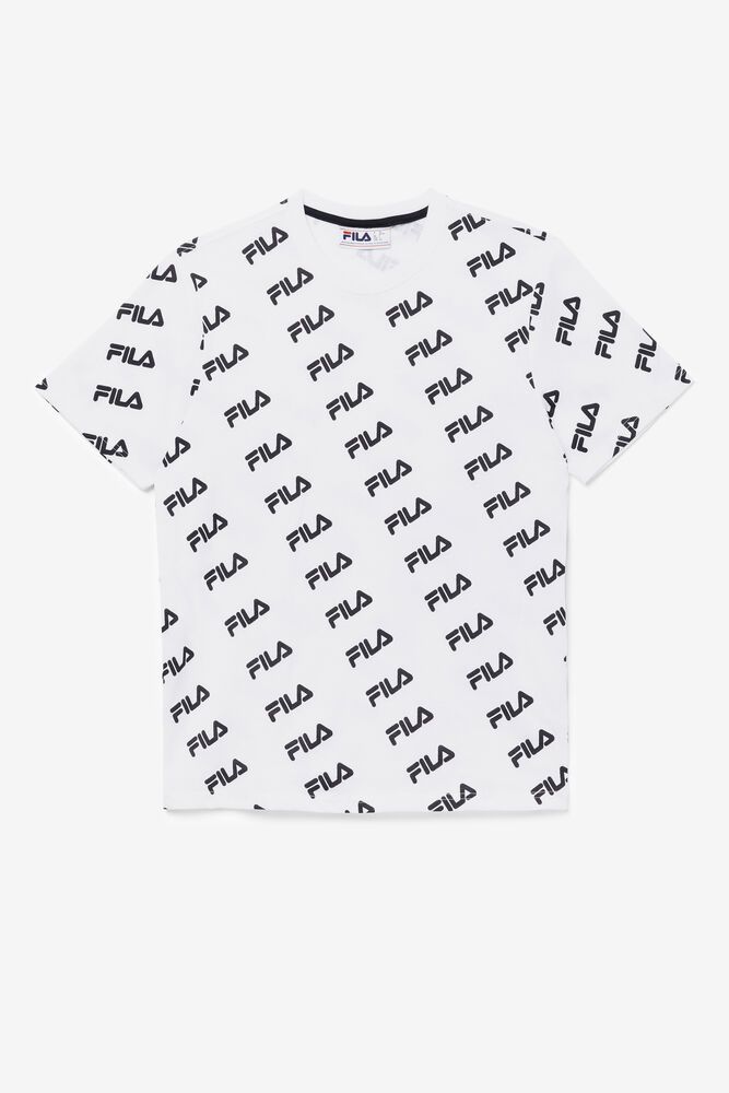 Fila T Skjorte Herre Hvite Diagonal Logo 850649-FBO